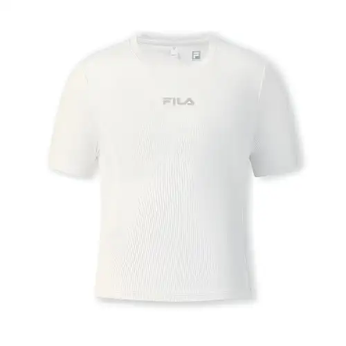 FILA Fitness T Shirts Women's Heron White WT Crew Neck Moderate Straight Fit