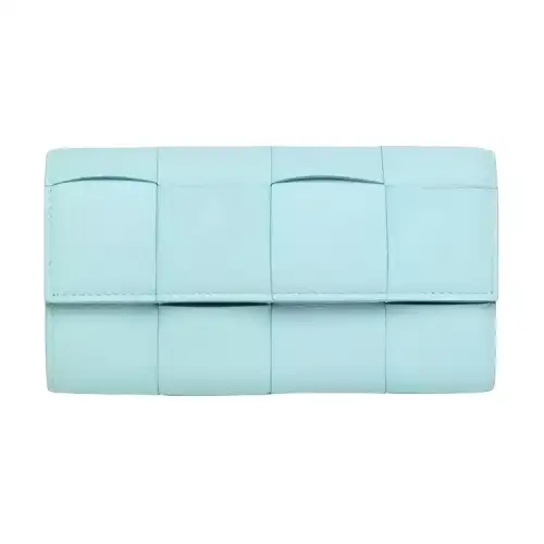 Bottega Veneta Lambskin With Calfskin Wallet Regular Women's Light Blue