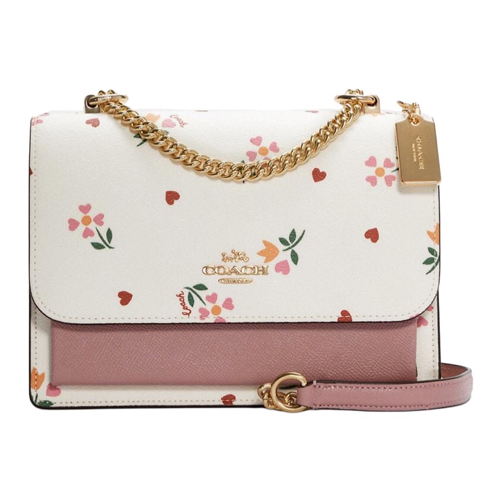 COACH Klare Coated Canvas With Leather Trunk Bag, Shoulder Bag, Crossbody Bag Small Women's Pink White Multicolor