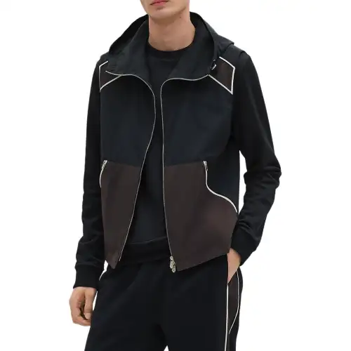 HERMES Vests Men's Marine Blue Detachable Hood Moderate Other