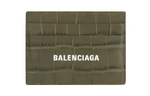 Balenciaga Cow Leather Wallet Unisex Green