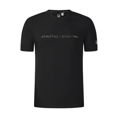 FILA Fitness T Shirts Men's Pitch Black Crew Neck Moderate Straight Fit