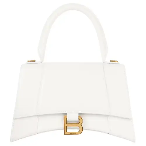 Balenciaga Hourglass Handbag Crocodile Embossed White/Gold tone