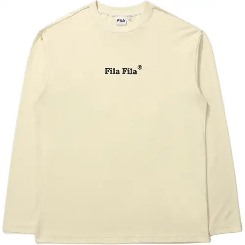 FILA T Shirts Unisex Ecru Crew Neck Moderate