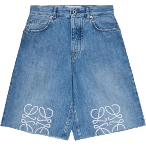 Loewe anagram frayed denim shorts