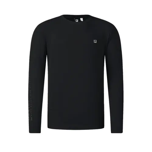 FILA Fitness T Shirts Men's Pitch Black Crew Neck Moderate