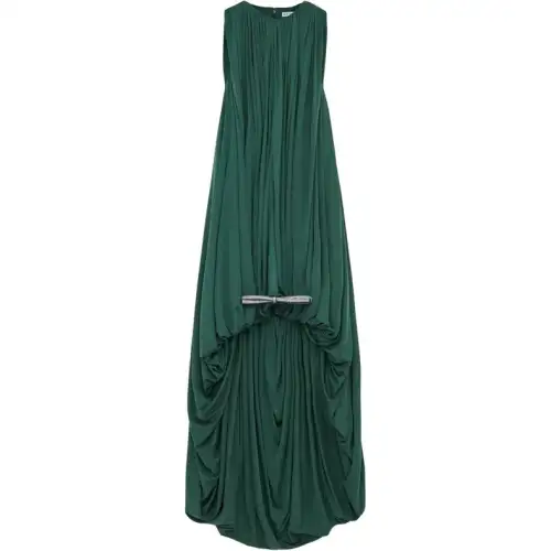 Loewe draped crystal-bow asymmetric dress