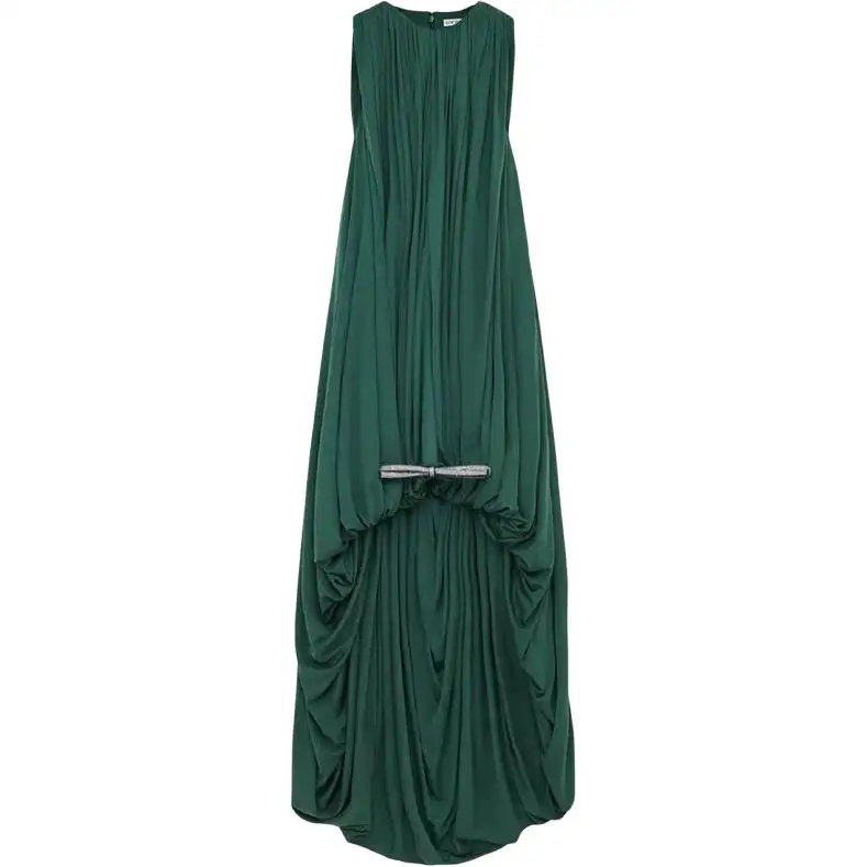 Loewe draped crystal-bow asymmetric dress