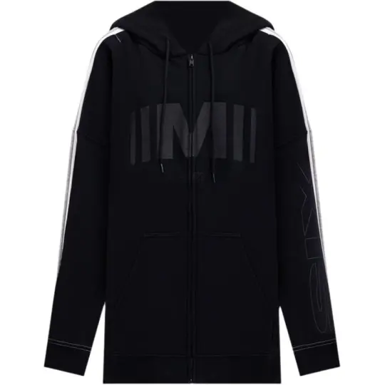 MM6 Maison Margiela Logo женская двусторонняя толстовка с капюшоном и молнией и длинными рукавами, черная