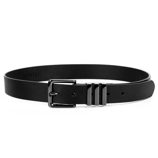 FORTEI Cow Leather Belts Unisex Black Width 3cm