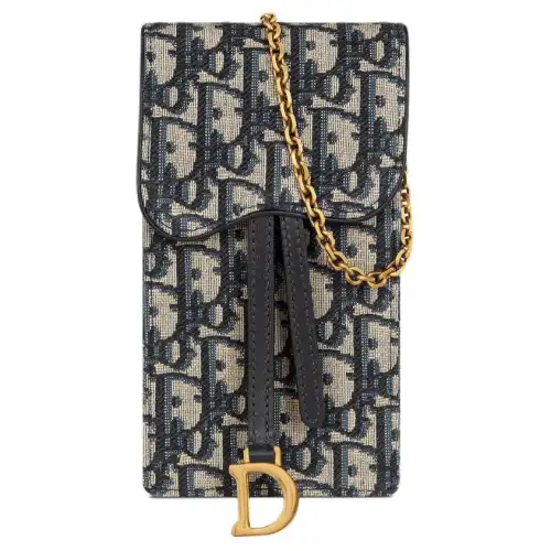 DIOR Saddle Fabric Saddle Bag, Cell Phone Pouch, Crossbody Bag, Shoulder Bag, Clutch Regular Women's Black/Beige