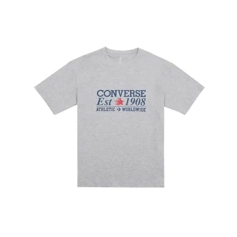 Converse T Shirts Men's Gray Crew Neck Moderate Straight Fit