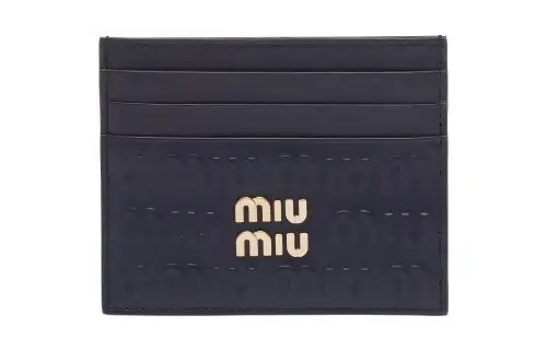 MIU MIU Soft Leather Card Holder Card Holder Women's Dark Blue