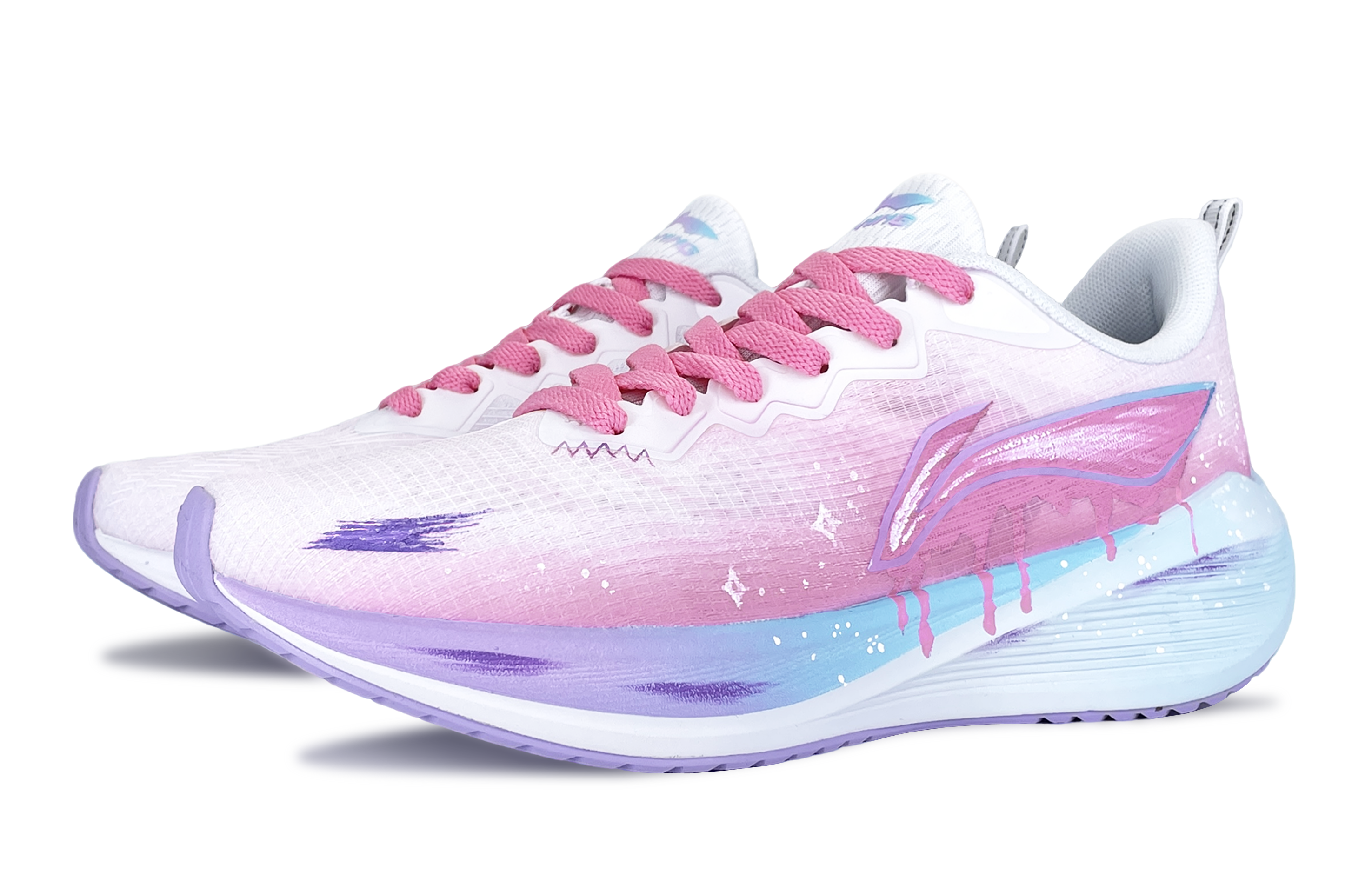Li Ning Wuyue Cushioning Slip Resistant Breathable Low top Casual Running Shoes Women’s Dazzling Pink