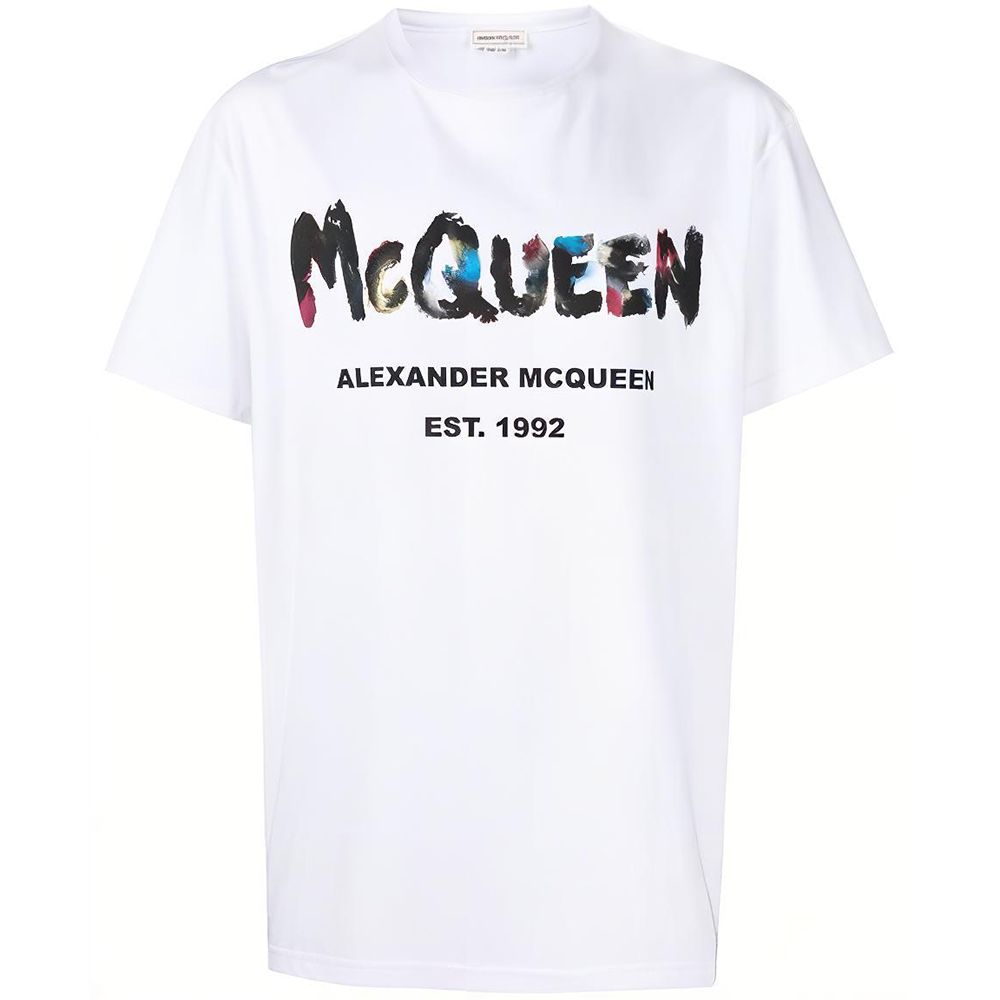 Мужская футболка Alexander McQueen Graffiti (черная)