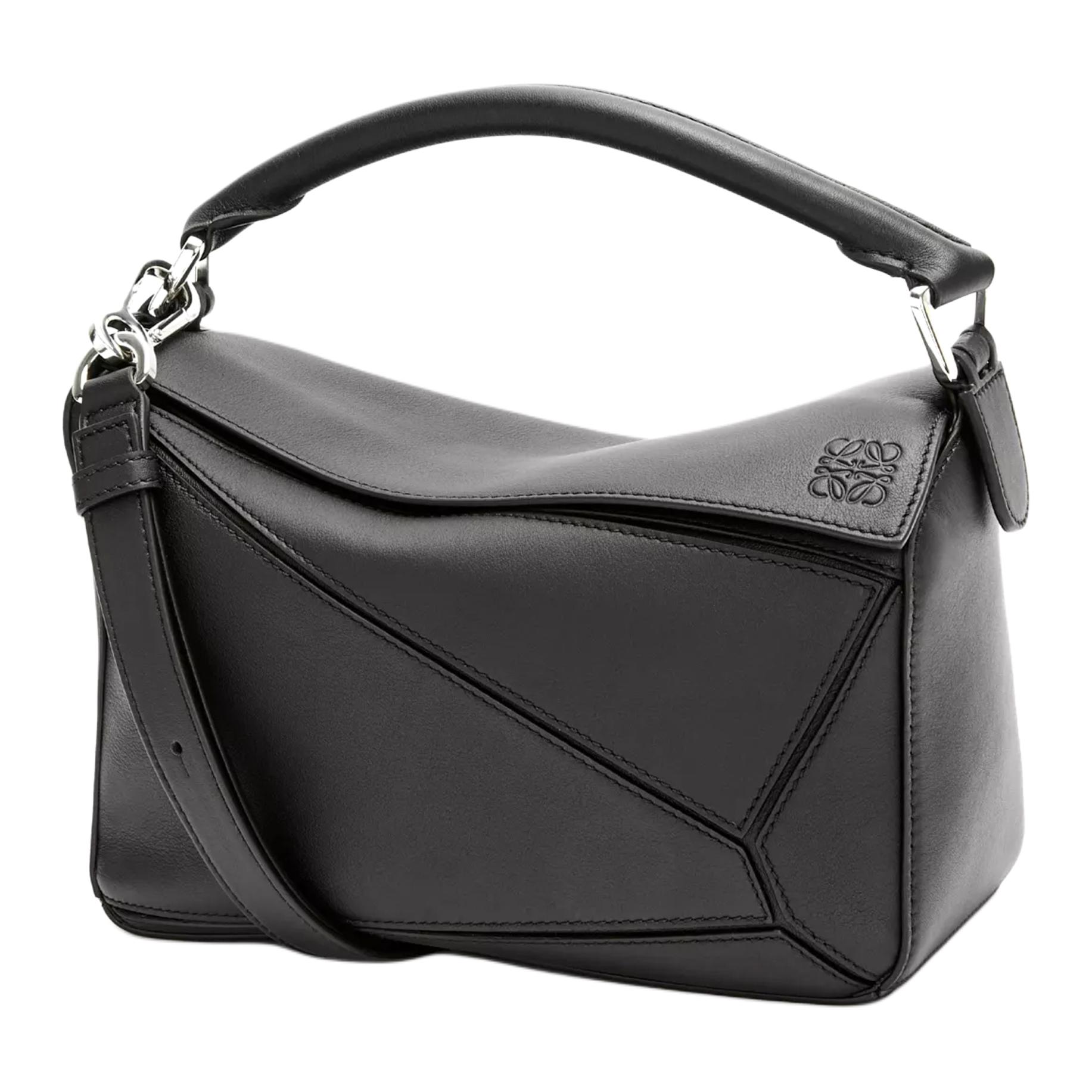 LOEWE Brainteaser, geometric removable adjustable classic straps, leather purse, small black one-shoulder bag