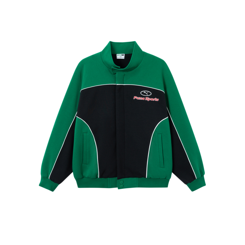 Мужская куртка PUMA в стиле колорблок (зелено-черная)