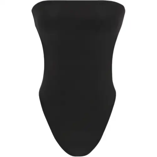 SAINT LAURENT Shiny Strapless Cut-Out Swimsuit