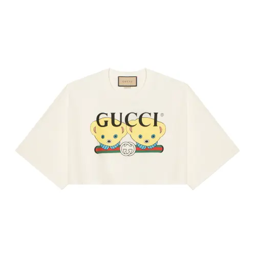 GUCCI Drop Shoulder Sleeve T Shirt Women's White