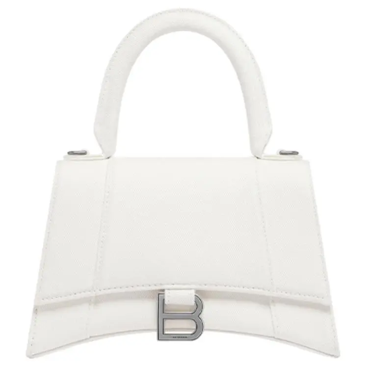 Balenciaga Hourglass Fabric Shoulder Bag, Crossbody Bag, Handbag Small Women's White
