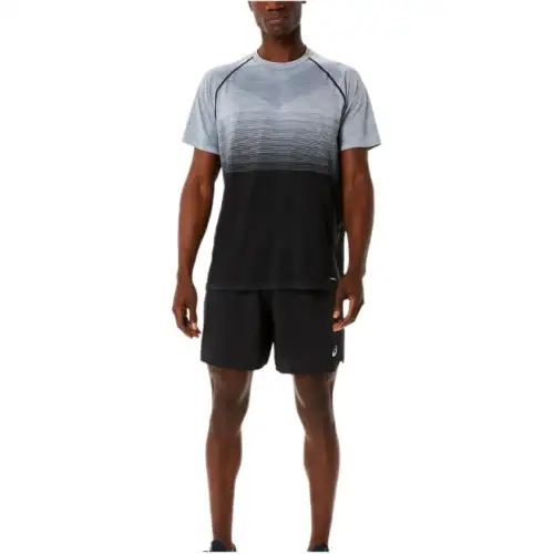 ASICS T Shirts Men's Gray Crew Neck Moderate Straight Fit