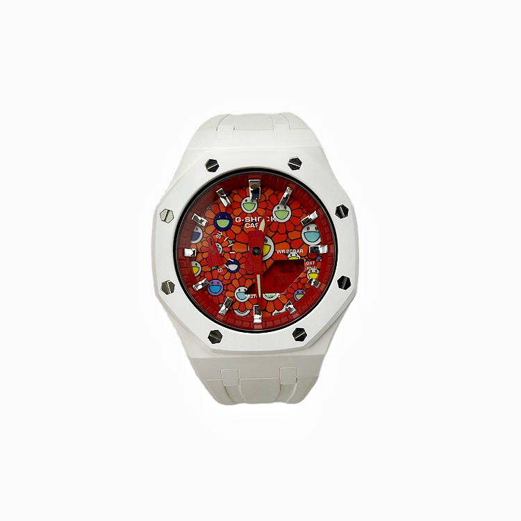 CASIO Casio, quartz rubber watch strap for men and women, red dial, flowered, quartz mechanism, Japanese and Korean