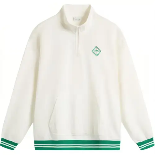 Li Ning Sweatshirts Men's Ivory Stand Collar Moderate