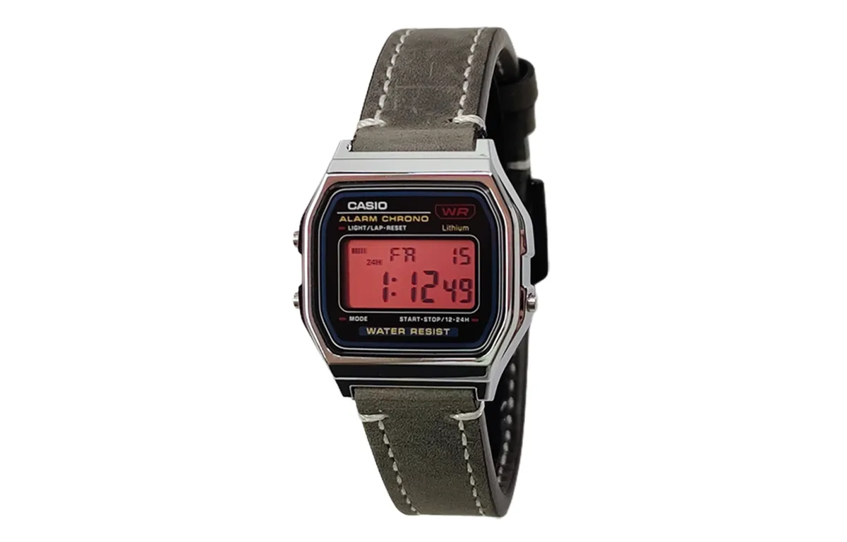 CASIO Custom Collection Quartz Movement Leather Strap Watch Unisex Black Dial