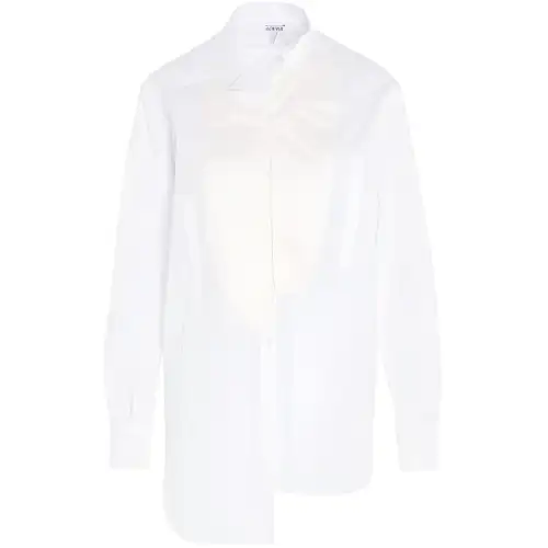 LOEWE Shirts Women's White Pointed Collar Moderate Shirt