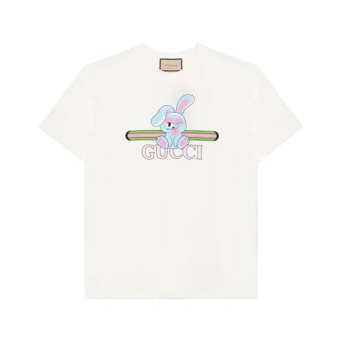 GUCCI SS24 Drop Shoulder Sleeve T Shirt Women's Ecru
