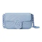 GUCCI Marmont Leather Fanny Pack, Handbag, Shoulder Bag Extra Mini Women's Blue