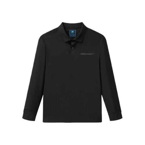 FILA Polo Shirts Men's Jet Black Polo Collar Moderate