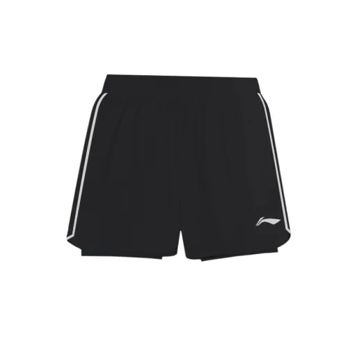 Li Ning Sports Shorts Women's Classic Black Women's Fit Thin Mock Two Piece