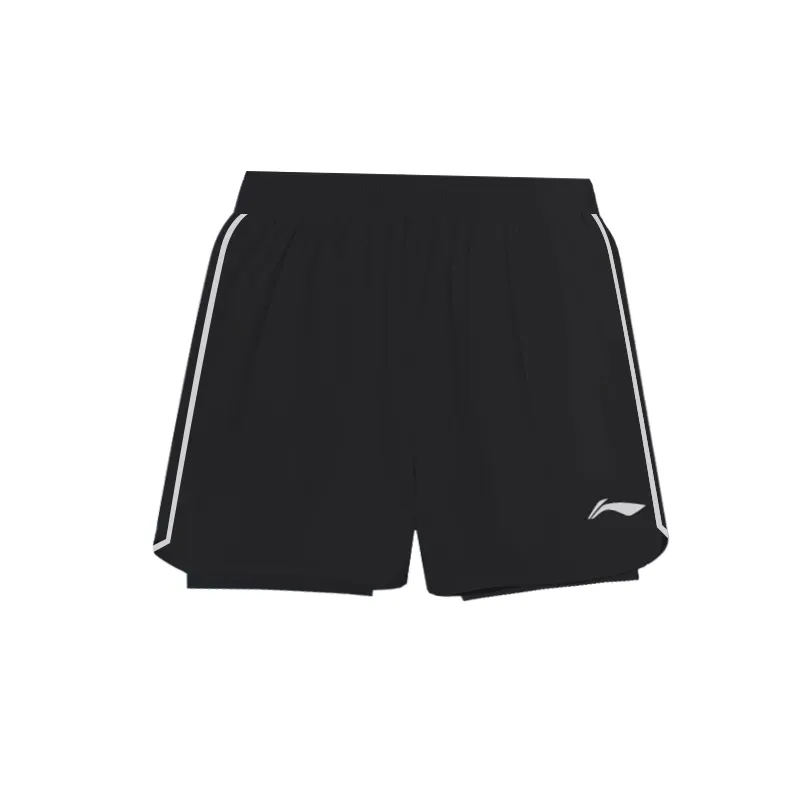 Li Ning Sports Shorts Women's Classic Black Women's Fit Thin Mock Two Piece