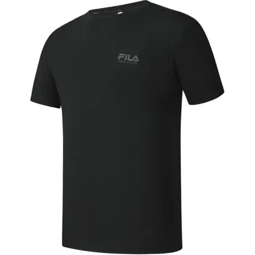 FILA T Shirts Men's Pitch Black Crew Neck Moderate Straight Fit