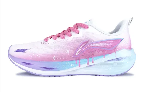 Li Ning Wuyue Cushioning Slip Resistant Breathable Low top Casual Running Shoes Women's Dazzling Pink