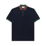 【Replicated_FIPrevious Season】Web stripe-collar piqué polo shirt