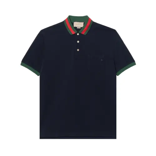 【Replicated_FIPrevious Season】Web stripe-collar piqué polo shirt