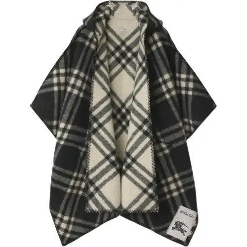 Burberry Hooded Check Wool Cape