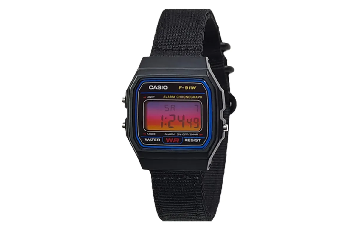 CASIO Custom Collection Quartz Movement Nylon Strap Watch Unisex Black Dial