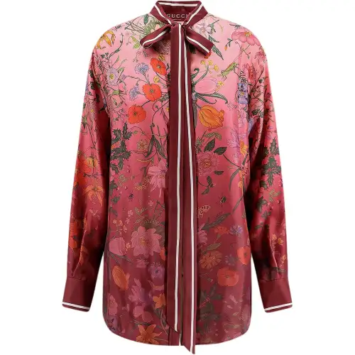 GUCCI Flora Printed Long Sleeve Shirt