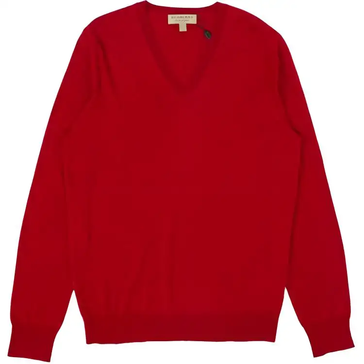 Burberry Sweaters Men's Red V Neck Moderate Other
