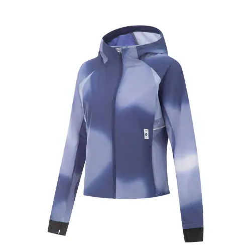 Li Ning Fitness Series Trench Coat Women's Dull Gray Purple All Over Print