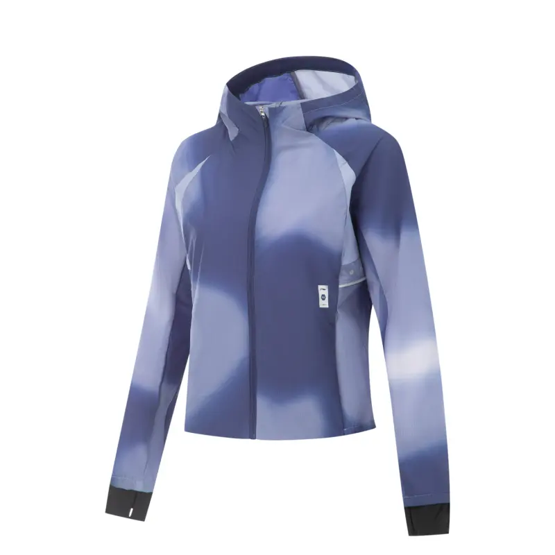 Li Ning Fitness Series Trench Coat Women's Dull Gray Purple All Over Print