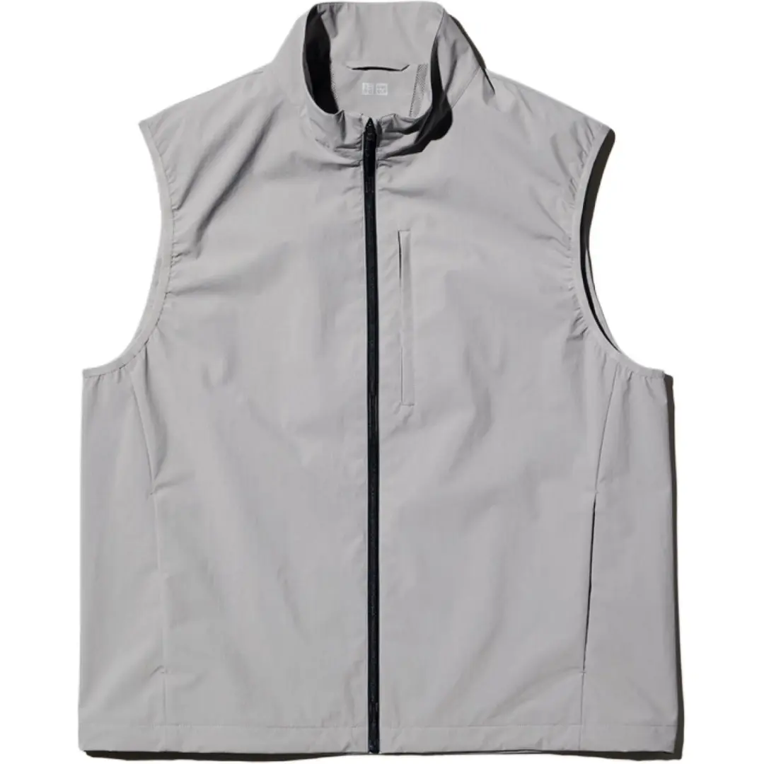 UNIQLO Vests Men's Gray Stand Collar Moderate Other