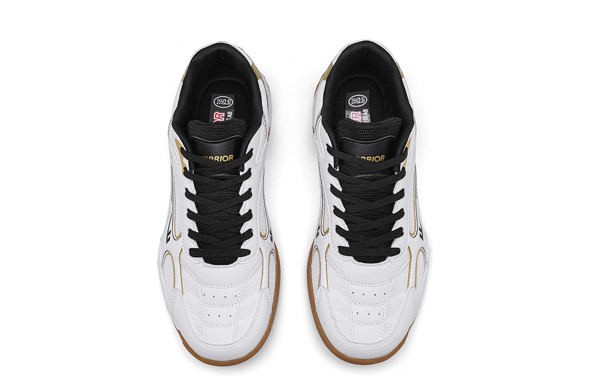 Warrior Cushioning, Wear Resistant Low top Badminton Shoes Men’s White Black Gold