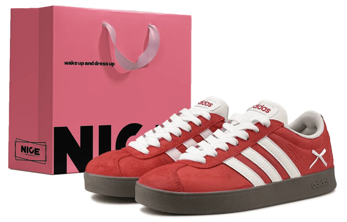 Adidas VL COURT 2.0 Abrasion Resistant Lightweight Wear resistant And Lightweight Low top Skateboard Shoes Unisex Red