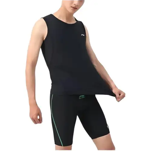 Li Ning Men's Swimwear Men's Black Square Leg Swim Trunks