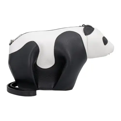 LOEWE Classic Grain Pattern Calfskin Panda Bag, Handheld Shoulder Bag, Crossbody Bag Mini Women's Black White