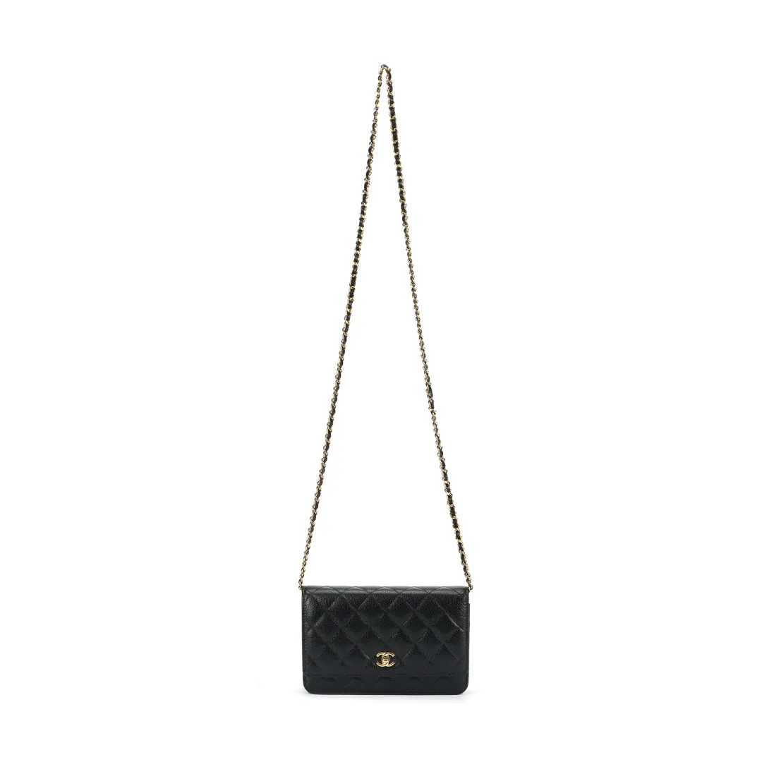 CHANEL WOC Calfskin Shoulder Bag, Crossbody Bag Women's Black